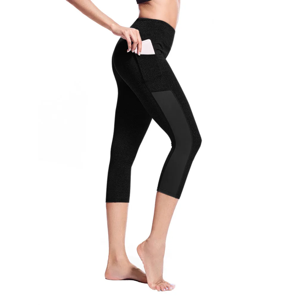 Для женщин боковой карман шить сексуальный Йога Леггинсы стрейч семь точка-точка штаны для йоги Спортивная одежда Женская gymshark бесшовные Леггинсы Капри