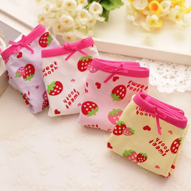 1pcs Cartoon baby girl briefs panties print baby girl cotton underwear panties baby underpants random color for 2-10T
