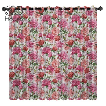 

COCOHouse Pink Flowers Peony Rose Room Curtains Large Window Window Curtains Dark Living Room Blackout Kitchen Fabric Print Wind