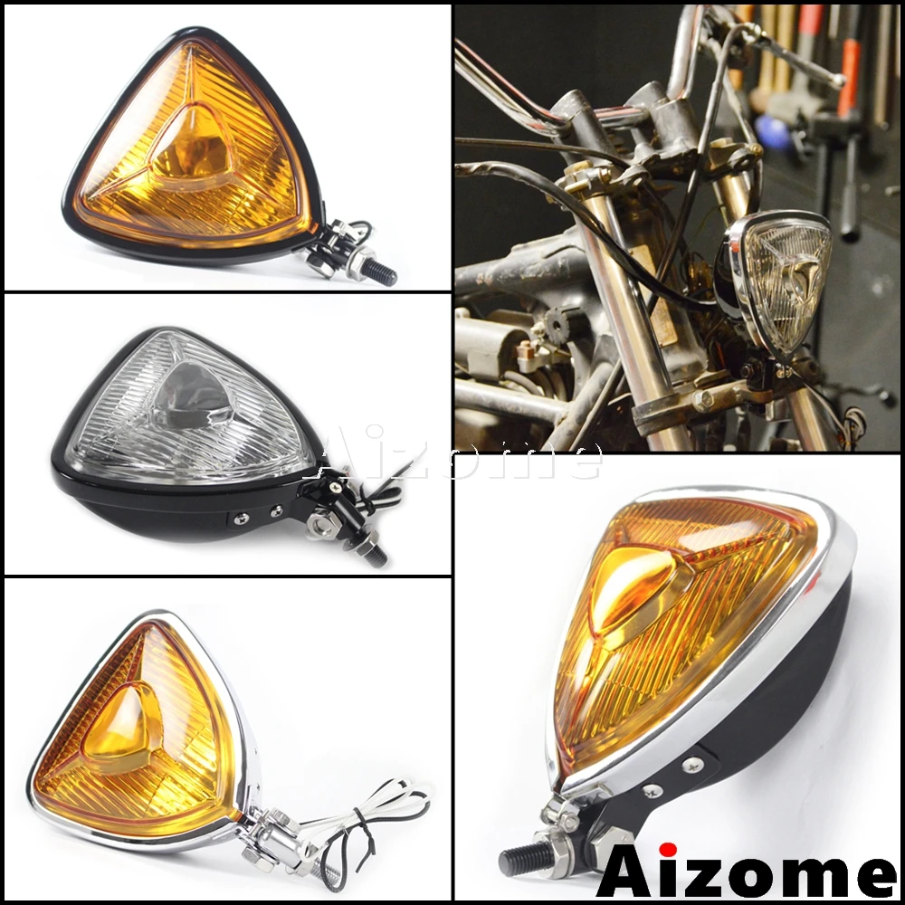 Мотоцикл треугольная фара Ретро фары для Harley Honda Yamaha Triumph пользовательские Кафе Racer поплавок Чоппер точечная фара