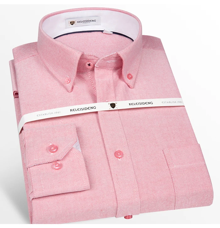 Для мужчин Оксфорд хлопка Премиум Slim Fit Повседневное Button-down рубашки с левый нагрудный карман с длинными рукавами удобная мягкая рубашка