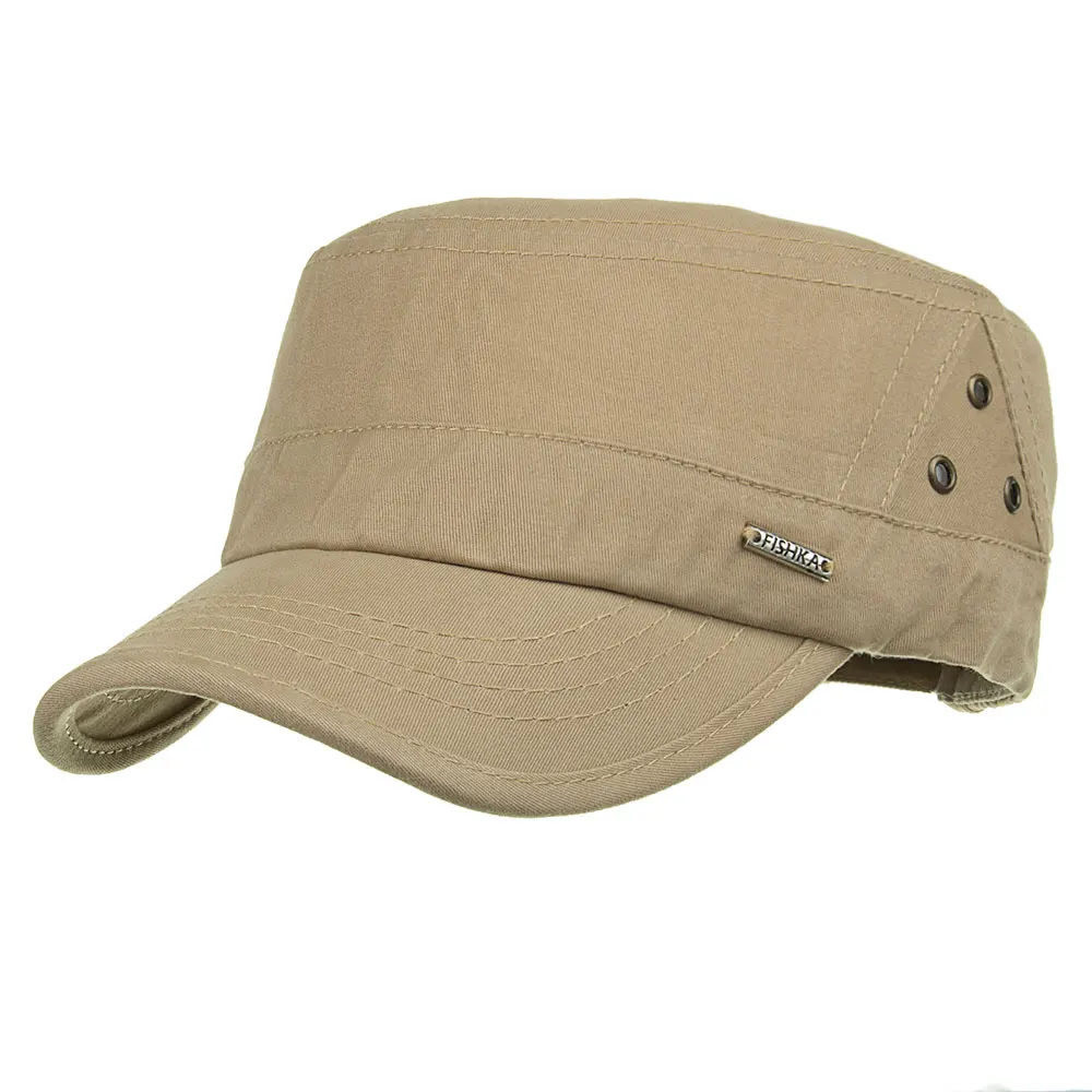 Joymay Новое поступление весна унисекс Регулируемая плоская кепка военные шапки Мода Досуг Повседневный западный стиль Snapback HAT P015 - Цвет: Beige