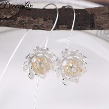 Новое поступление 925 пробы серебряные Длинные Цветочные серьги для женщин модные ювелирные изделия Стерлинговое Серебро-ювелирные изделия pendientes