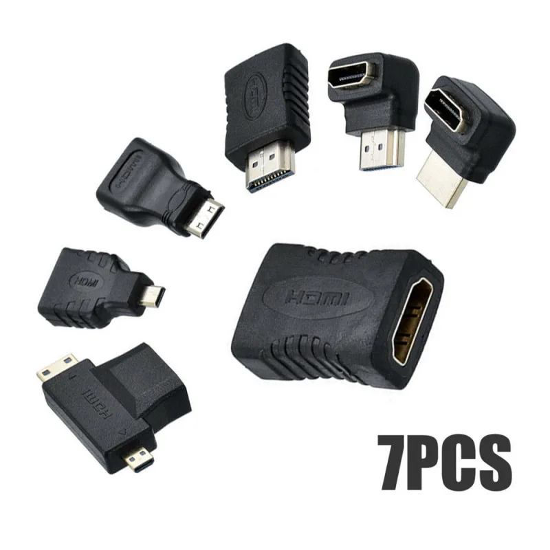 

7pcs HDMI Connector Male to HDMI Female Adapter 4K Converter Mini Micro HDMI Connector Kit for 1080P HDTV PC HDMI Adapter