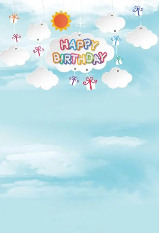 Laeacco Happy Birthday Blue Sky Cloud Scene Baby Party Photography