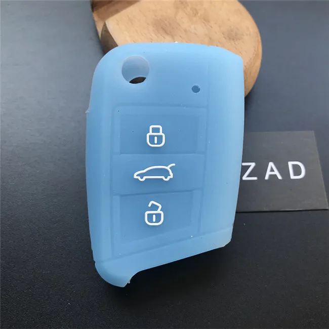 ZAD Силиконовый Брелок Защитный чехол для VW Polo golf7 MK7 для Skoda Octavia combi A7 для SEAT Leon Ibiza CUPTRA 3 кнопки - Название цвета: light blue