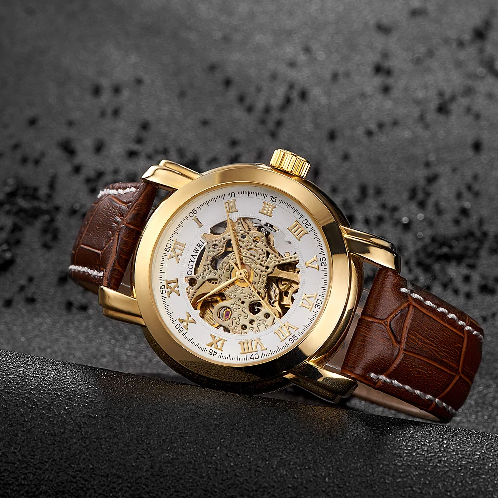 Montre Homme OYW Скелет Мужские автоматические часы механические мужские бизнес модные