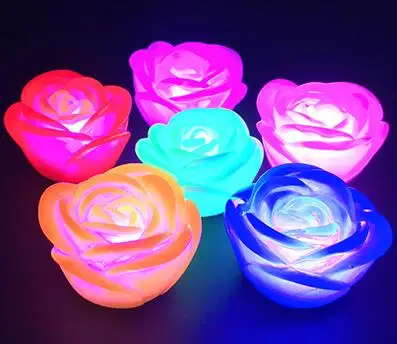 12 шт., романтическая роза, меняющий цвет, светодиодный ночник, светильник светодиодный, плавающая подсветка, лампа для украшения дома, свадебные, вечерние светильники - Испускаемый цвет: chang color