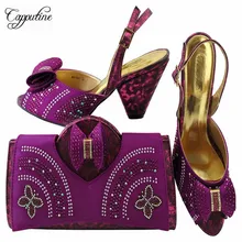 Capputine 2018 Fashion African Summer High Heels Shoes And Bag Set Italian Desgin Shoes And Bag