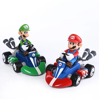 

Super Mario Bros Kart Car Mario Luigi Kart Racing Car PVC Toys 4"10cm set of 2 SMFG017