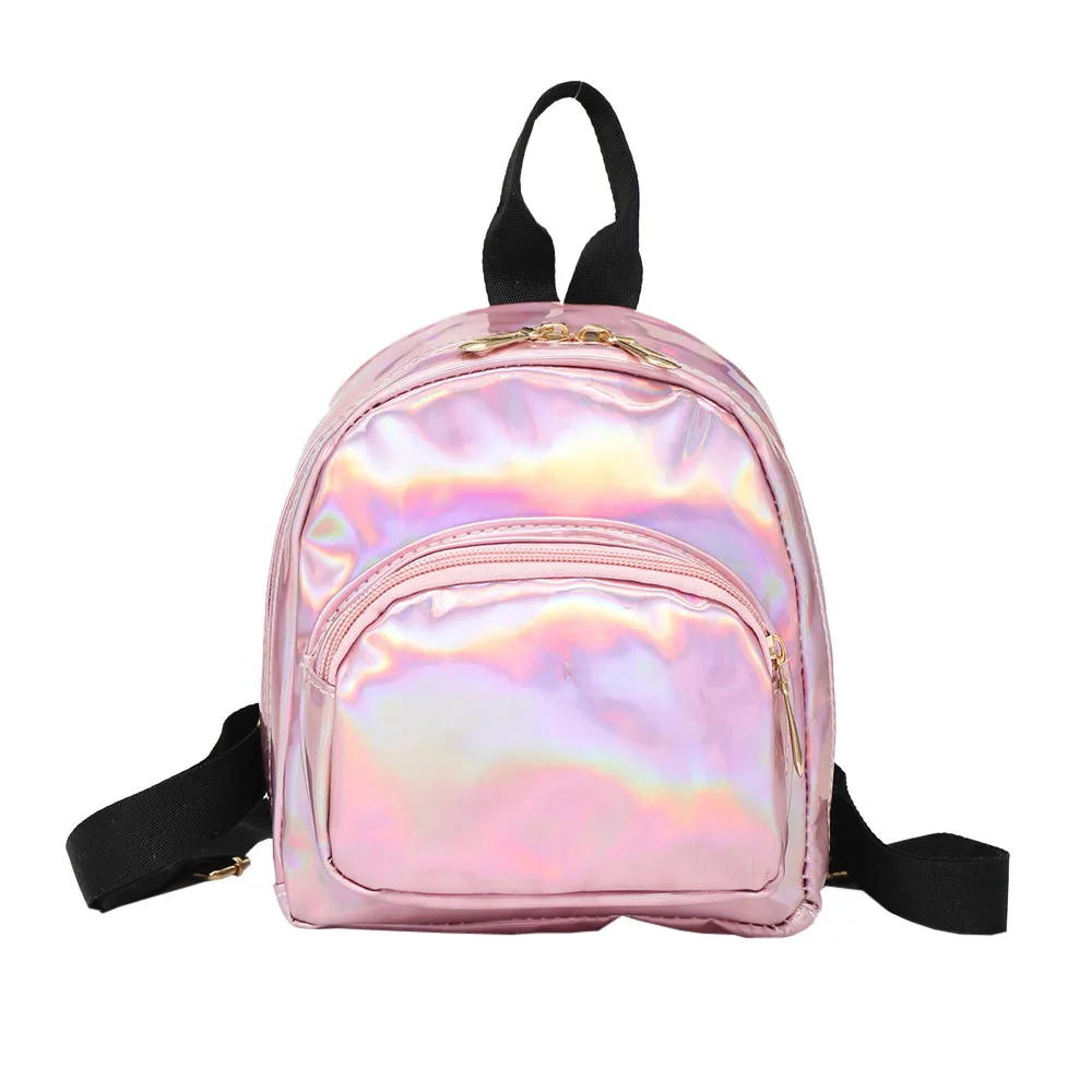 Women Laser Hologram PVC Backpacks Girls Shoulder School Backpack Female Small Leather Holographic Travel Bag Mochila Feminina