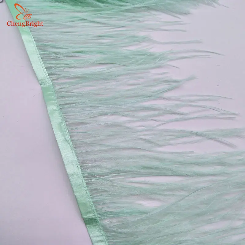 ChengBright Высокое качество 10 ярдов мятный зеленый страус перо ленты страуса перьевые кромки одежда с бахромой украшения