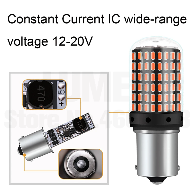 10x1156 BA15S P21W Автомобильный светодиодный светильник BAU15S PY21W T20 7440 W21W s 3014 144smd Canbus Нет