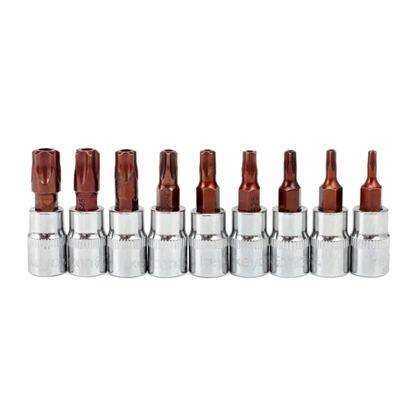 

Torx Bit Socket Set 3/8 Square Drive Adapter Flower Type Screwdriver Sleeve Batch Middle Hole Five Flower Socket Sleeve