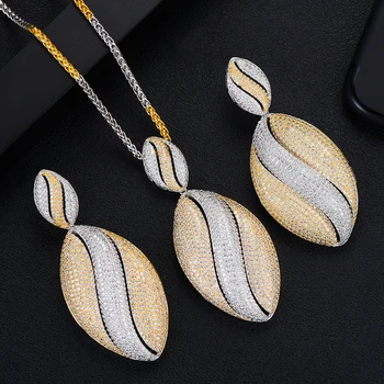 

GODKI Luxury 2 Tone Nigerian Necklace Pendant For Women Wedding Bridal Cubic Zircon Dubai PARTY WEDDING Jewelry 2019