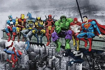

Custom Canvas Wall Art DC Superheroes Poster Spider-man Wall Sticker Captain America Hulk Iron Man Batman Flash Wallpaper #2490#
