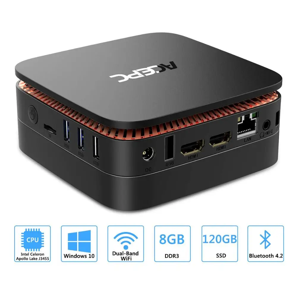 ACEPC AK1 Мини ПК Windows 10 Мини компьютер Intel Celeron J3455 4G 64G 2,5 дюймов SSD/mSATA WiFi 4K linux мини windows PC