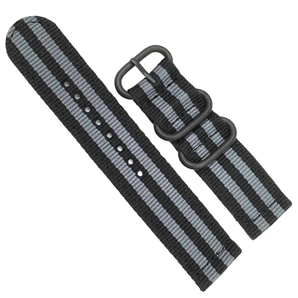  NATO correa de Nylon negro anillo hebilla 18mm 20mm 22mm 24mm rayas reemplazo venda de reloj