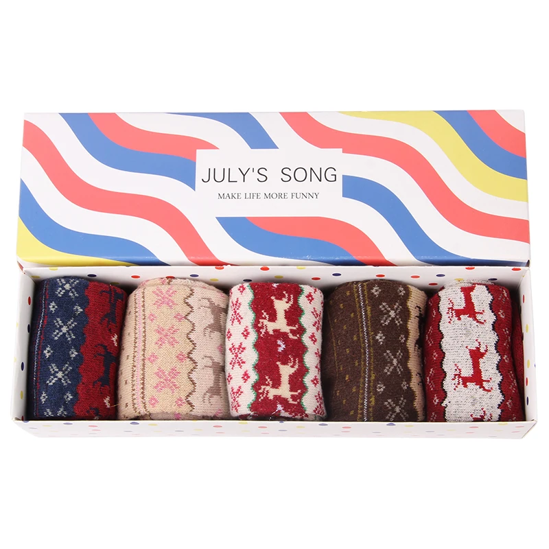 5 пар в партии, рождественские носки, шерстяные зимние теплые женские носки, рождественские милые носки Crazy, 25%, 20, хлопок,%, 20 носков с пушистым рисунком