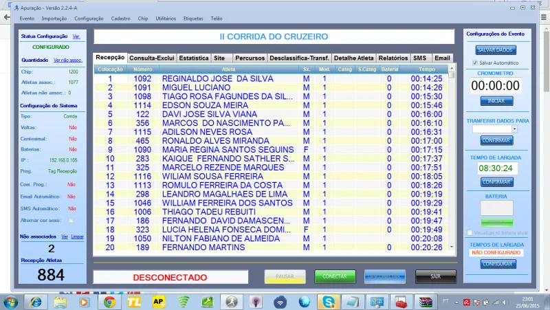 

race timing system software in Portuguese UHF Marathon system software