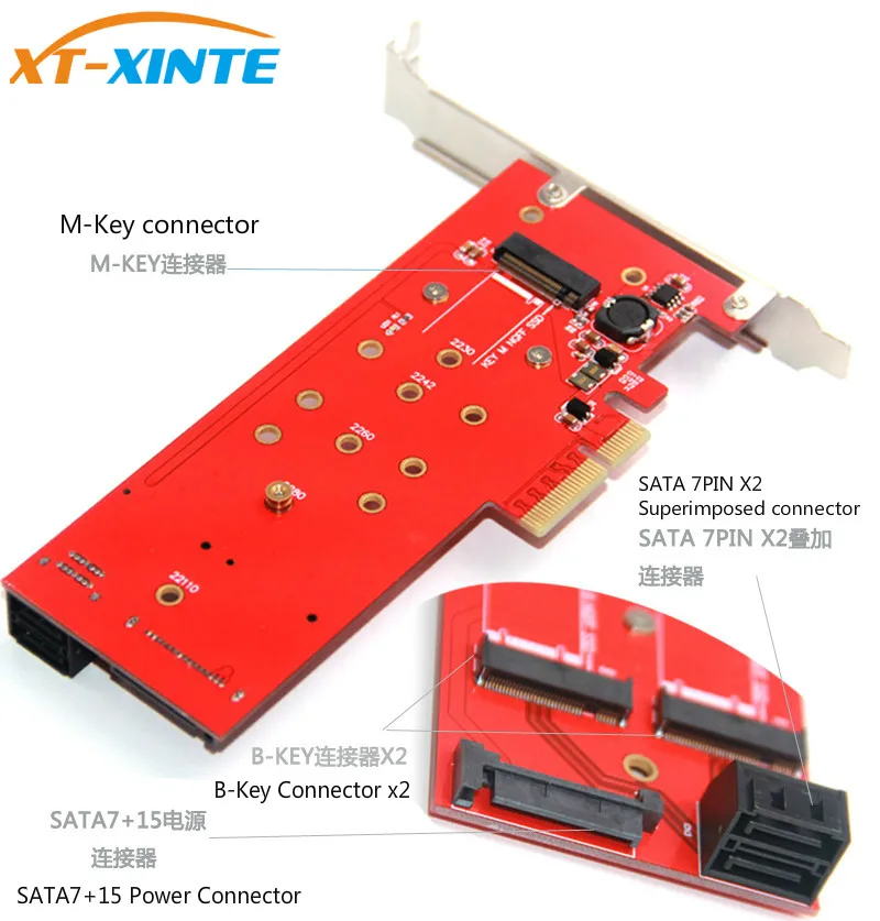 3 schnittstellen M.2 NVMe SSD NGFF zu PCIE X16 Adapter M Schlüssel 2x B Schlüssel Riser Karte Expan