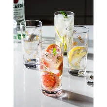 Ins популярные европейские Стильные молочные сочные рюмки для выпивки стеклянные креативные вечерние золотые ананасы напечатанные лимонные водные Свадебные стаканы, бокалы