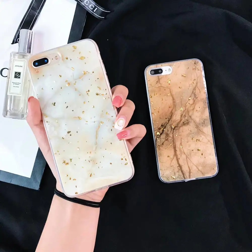 

New Luxury Gold Foil Gold Sequined Marble Case For HuaweiP20 P20Pro Mate 20 20 Pro Nova 3 3i 3e Soft TPU Case Glitter Case