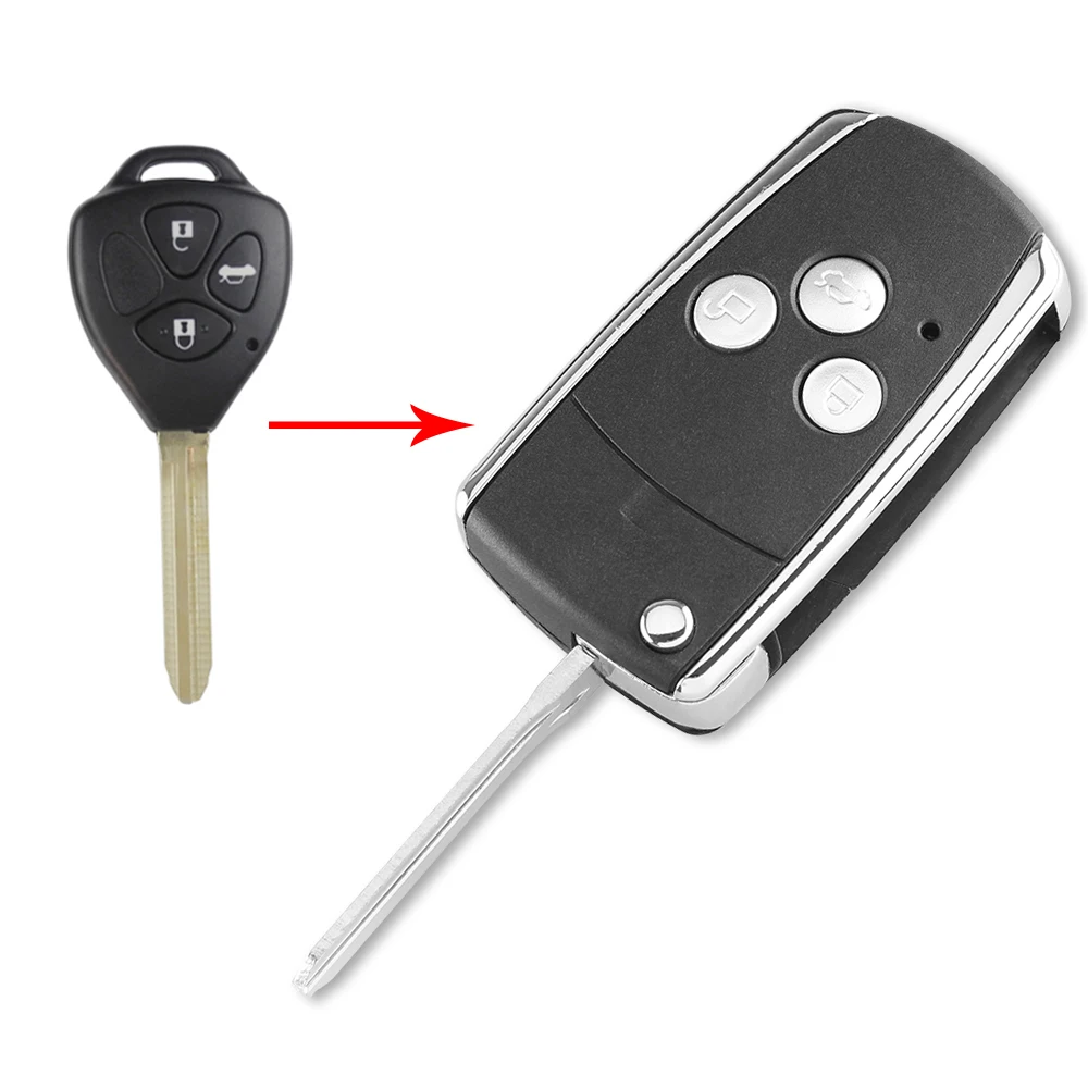 Dandkey 2 3 4 кнопки складной дистанционный ключ оболочки для Toyota Yaris Prado Tarago Camry Corolla с TOY43 ключ лезвия автомобильные аксессуары - Количество кнопок: 5 Кнопок