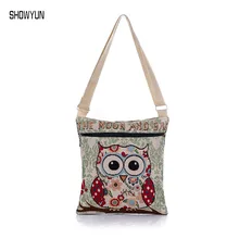 Hot Sale Luxury Canvas Women Beach Bag Owl Print Designer Women Shouder Bag Brand Fashion Female