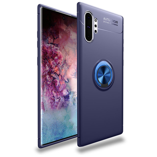 Ring Holder Phone Case For Samsung Galaxy Note 10 10 Pro 9 Magnetic Car Stand Soft Silicone Matte Cover For S10 5G S9 S8