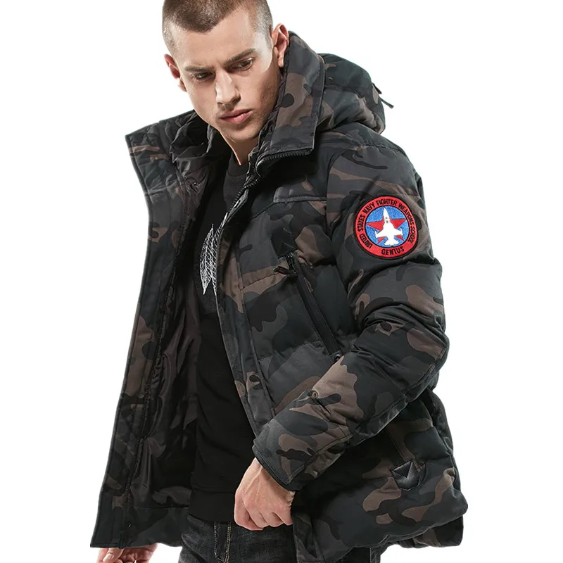 Drop Shipping Winter Men's Fashion Camouflage Parkas Casual Winter ...