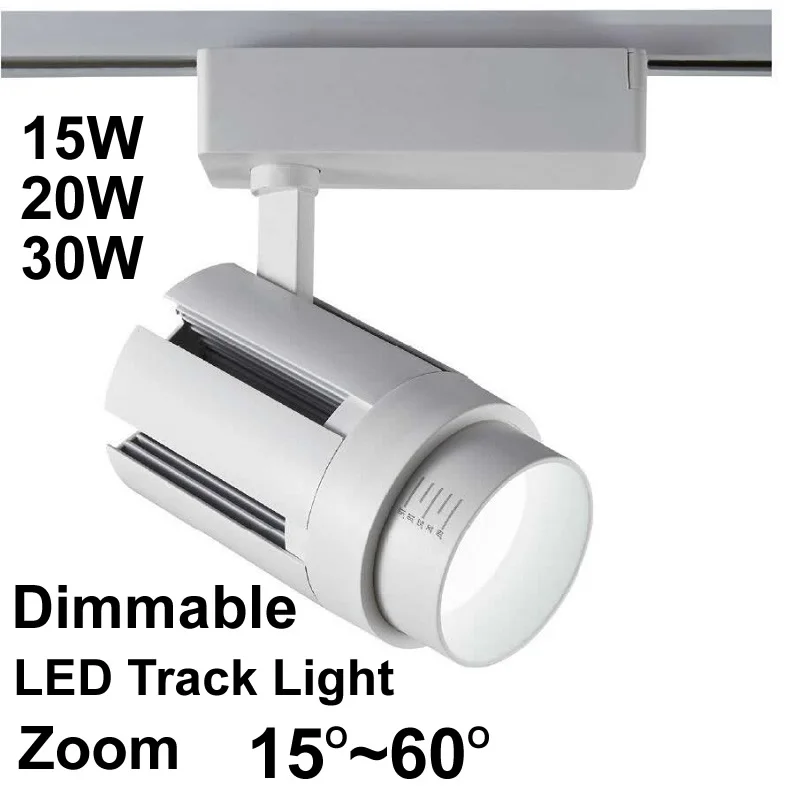 

New Spot Led Track Light Dimmable 15W 20W 30W 4000K Zoom Led Track Rail Lights Commercial Gallery Clothing Lighting 110V 220V