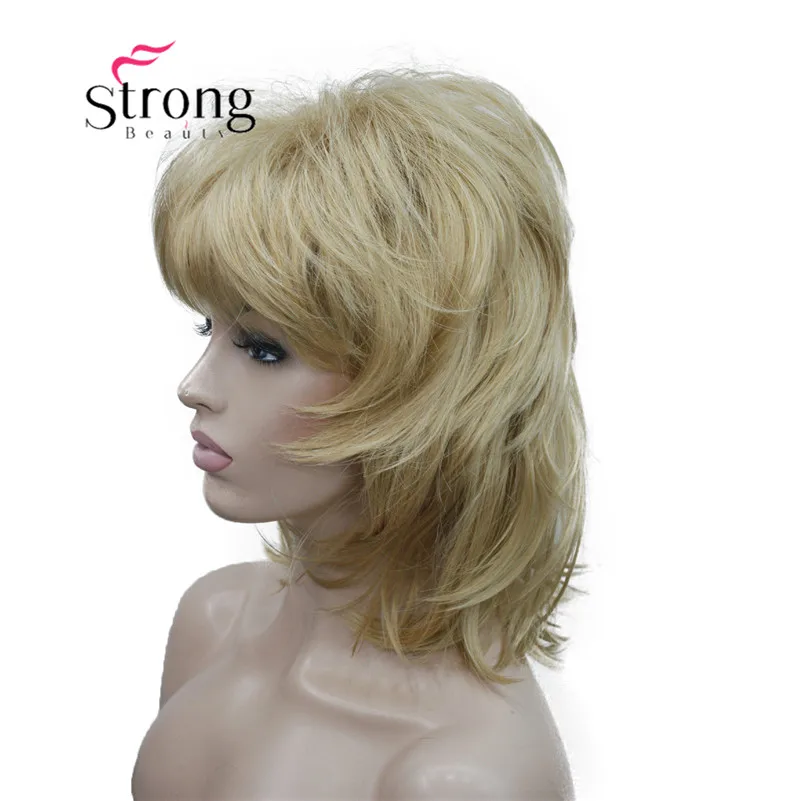 StrongBeauty Средний Длина блондинка смесь слоистых лохматый полный синтетический парик парики