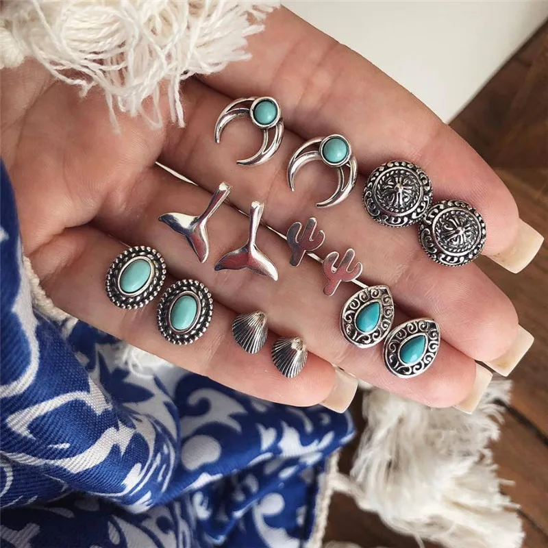 LETAPI Бохо хвост русалки серьги-гвоздики в виде кактусов для женщин серьга ракушка Букле д 'ореиль Свадебные ювелирные изделия Brincos для женщин