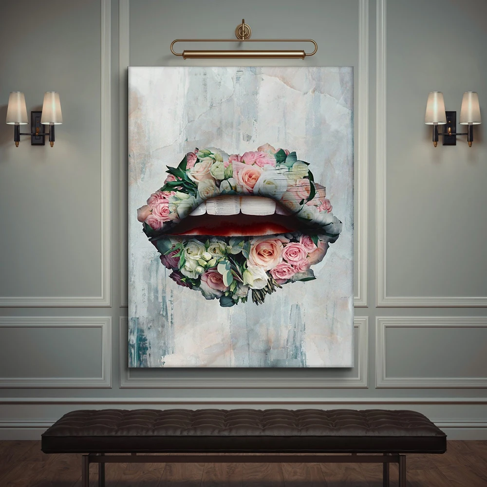QKART Poster and Print Picture Sexy Lips Painting Home Decor No Frame Wall Pictures for Living Room Canvas Painting Wall art