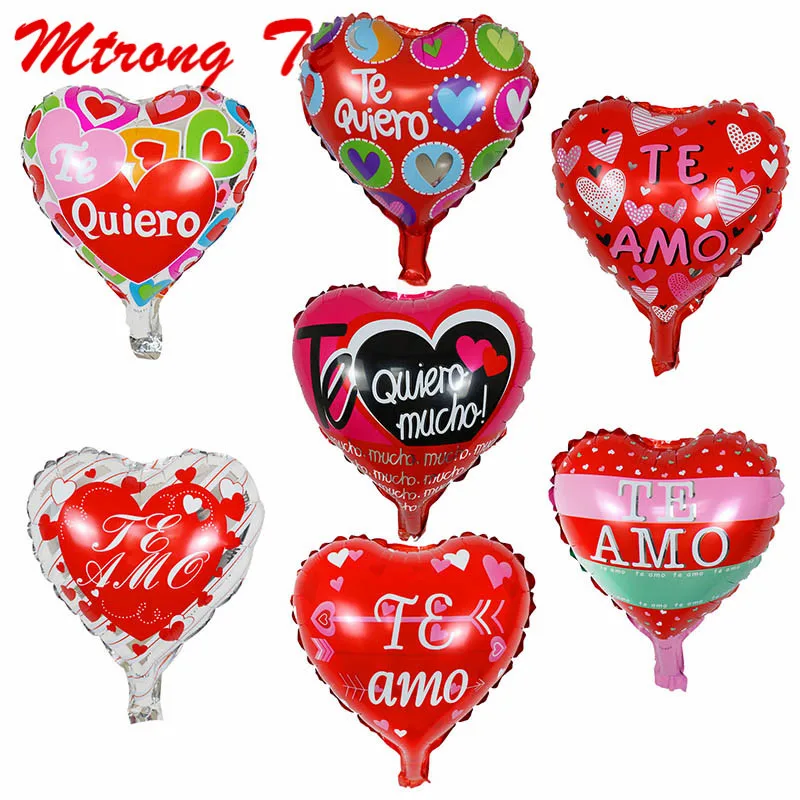 

10pcs 10inch Spanish Te Amo I Love You Foil Balloons Decoration Kids Toys Wedding Mother's Day Valentine's Day Gifts Air Globos
