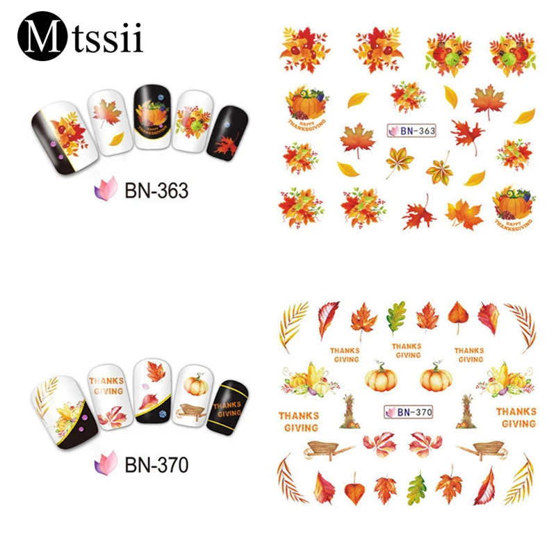 Mtssii Thanksgiving Nail Art Sticker Leaves Pumpkin ...