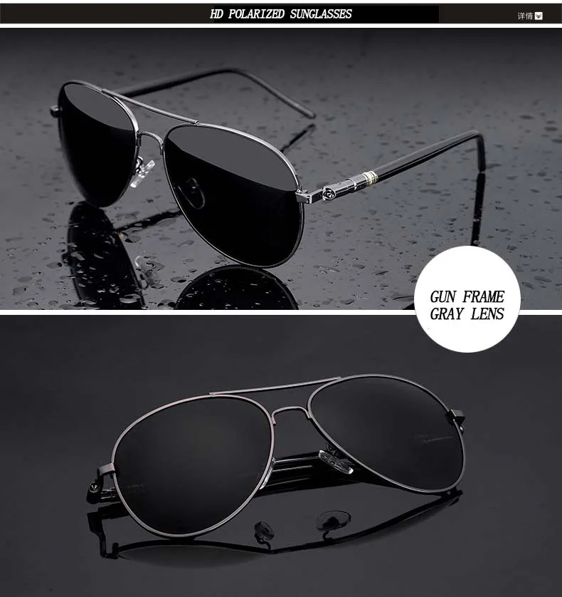 Солнцезащитные очки авиаторы мужские высокого качества металлическая оправа негабаритных дужки на пружине сплав поляризационные брендовые дизайнерские пилот, вождение солнцезащитные очки