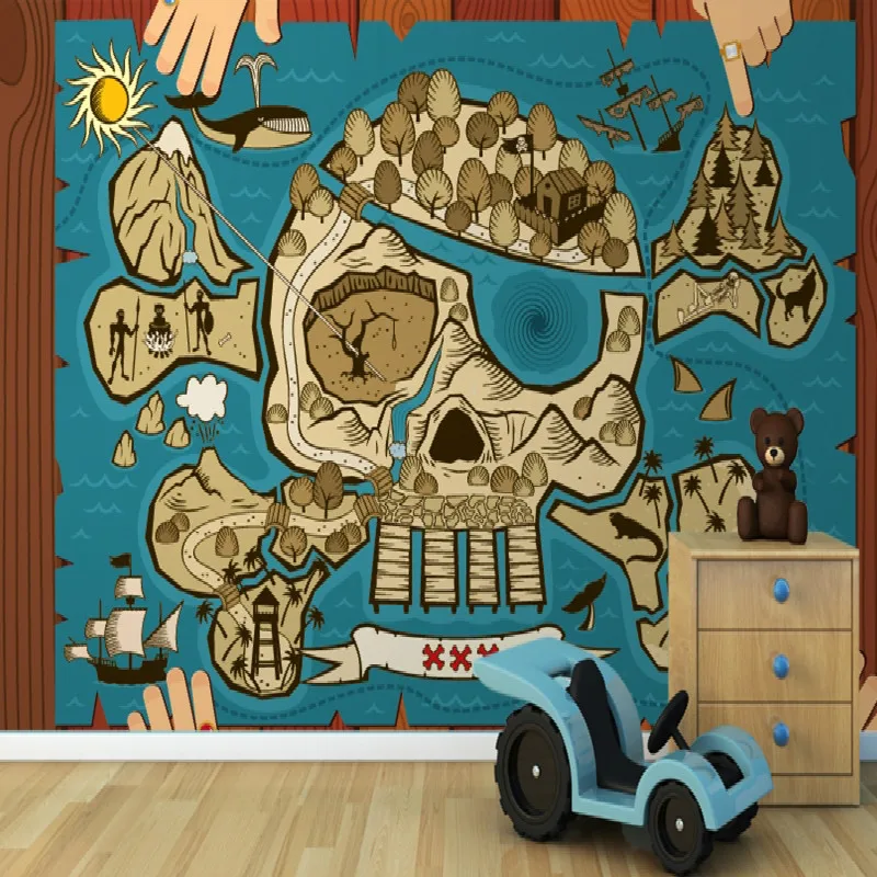 

Mural Treasure Map Childrens Wallpaper Murals 3D wallpaper for child bedroom Large mural living room paper wallpaper bedroom den