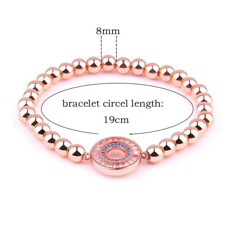 

Rose Gold CZ Micro- Inlay Hematite Polished Beads Bracelet Woman Fashion Jewelry Elastic Couple Bracelet For Friendship Pulsera