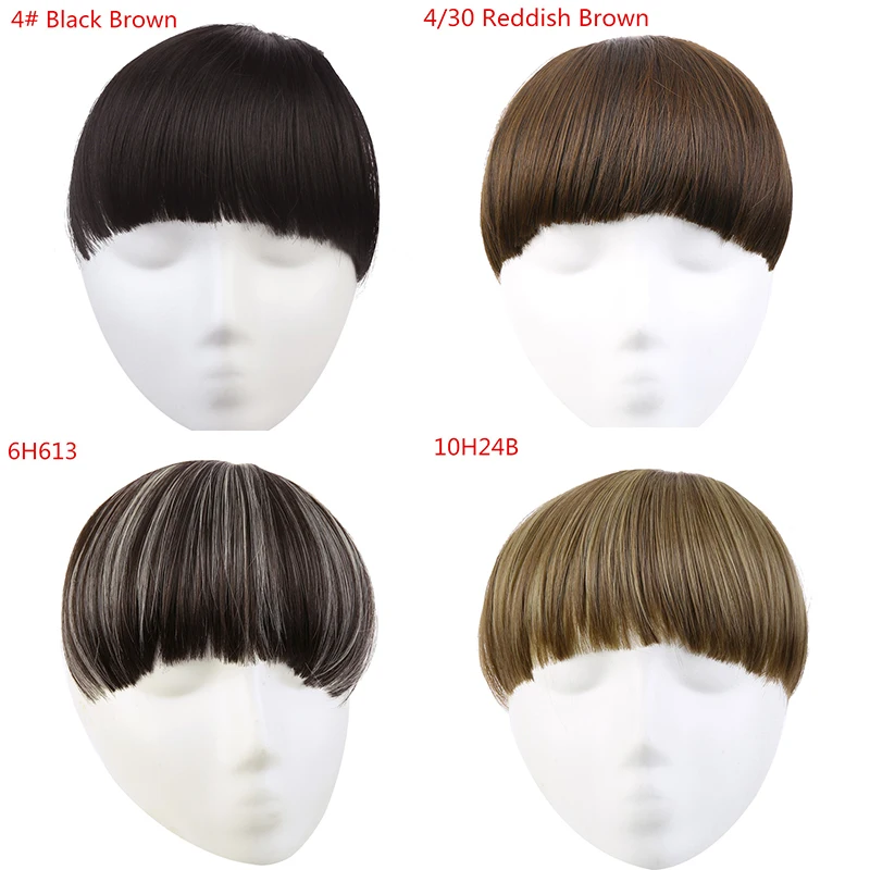 SARLA Synthetic Fake Clip in Bang Hair Extensions Fringe Clip On Blunt Bangs Hairpiece Hair Piece Natural Flase Black Brown B7