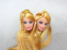 2pcs/lot DIY Kids Toy Golden Hair Princess Doll Head Doll Accessories For Barbie Doll For 1/6 BJD Doll House