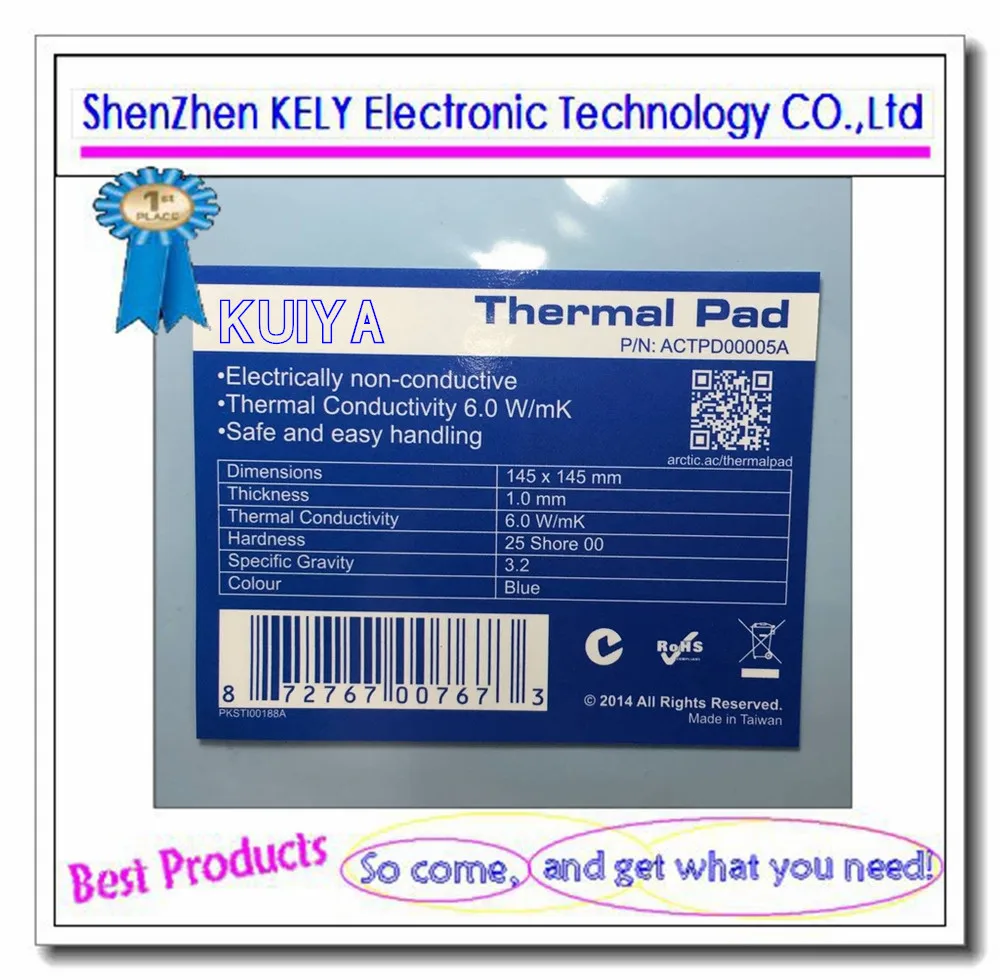 

High Quality CPU GPU Silicone Thermal Pad Heatsink Cooling Conductive HeatSink 145mm*145mm Thermal Conductivity 6.0 W/mK