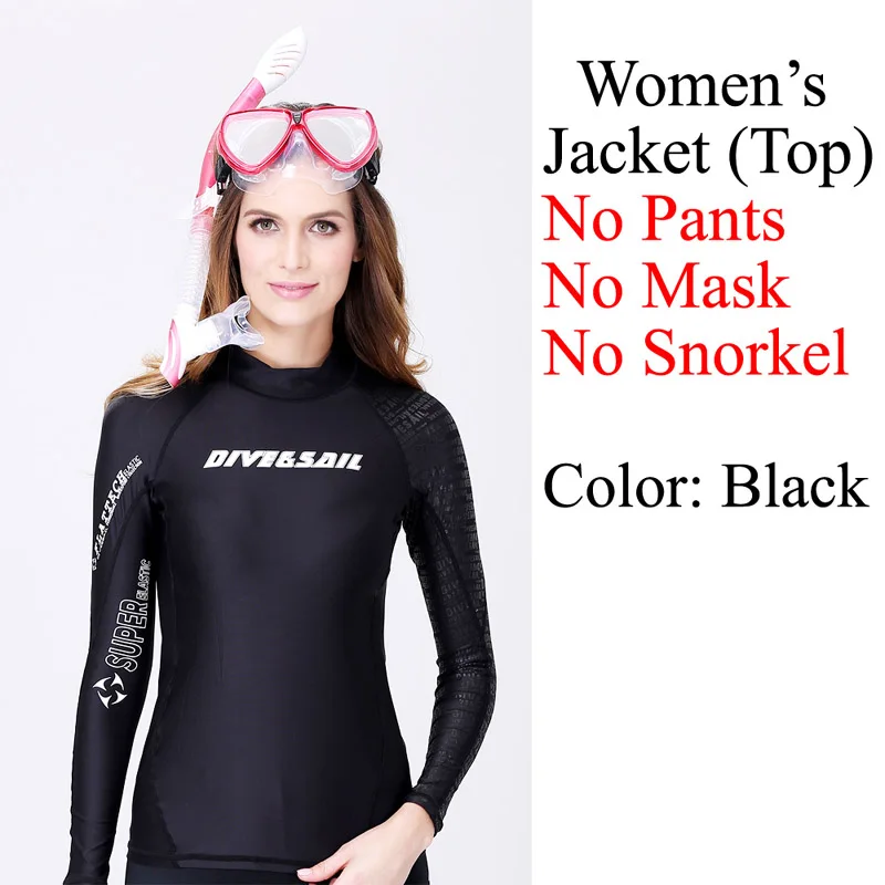 Черный UPF 50+ лайкра солнцезащитный крем для ныряния кожи анти-УФ одежда мокрого костюма для мужчин и женщин для влюбленных гидрокостюм танкини Рашгард для серфинга - Цвет: Womens Jacket