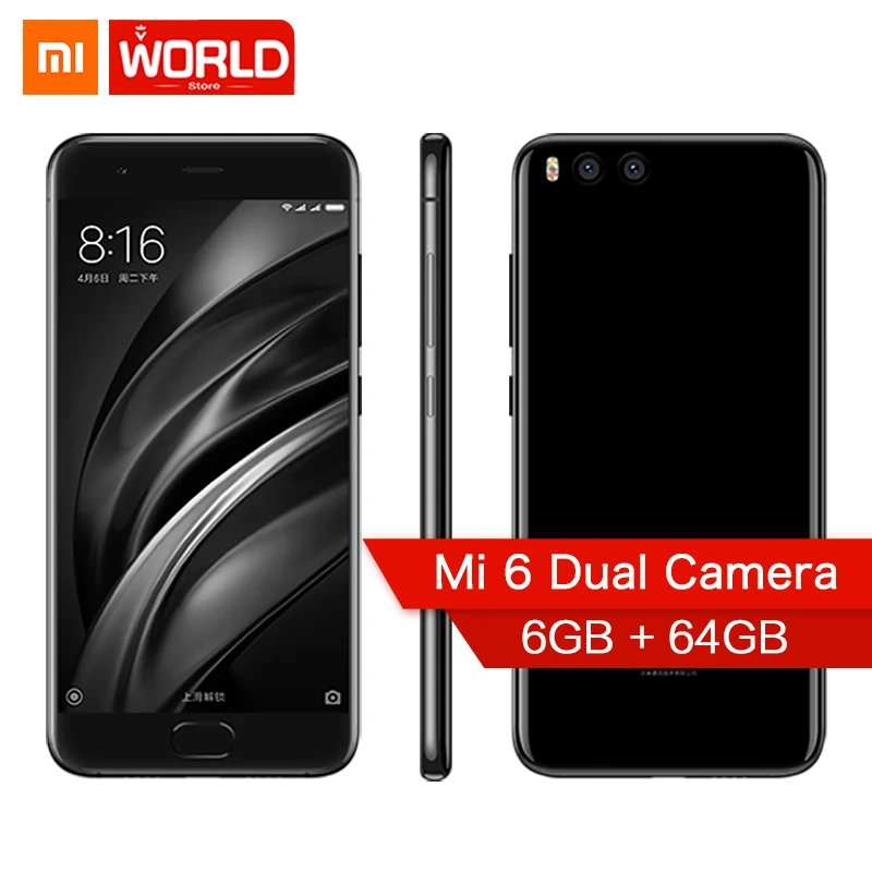 Оригинальный Xiaomi Mi6 мобильный телефон 6 ГБ Оперативная память 64 Встроенная Snapdragon