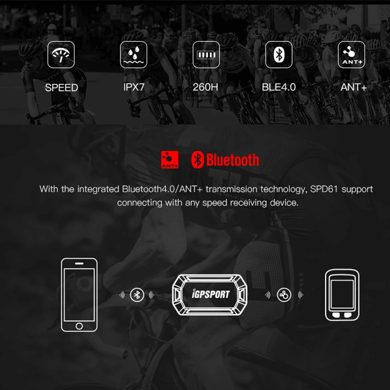 IGPSPORT GPS Bike Herz Rate Sensor ANT + Tacho Kadenz Geschwindigkeit Sensor Fit Radfahren Computer