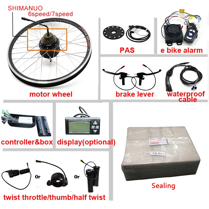 Flash Deal JS 36V500W Electric Bike Conversion Kit 20" 24" 26" 700C(28") Rear Hub Motor Wheel e Bike Electric Bike Kit bicicleta electrica 2