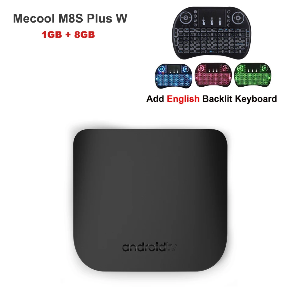 MECOOL M8S Plus W andriod tv box Amlogic S905W smart iptv медиаплеер 4K ТВ-приставка проверка, чем h96 max plus km9 pro km3 - Цвет: Add I8BL EN Keyboard