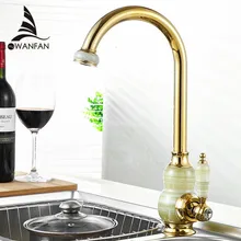 NEW Golden Küchenarmaturen mit Jade Schwenk Spülbecken Mischbatterie Edle Wunderschöne küche mischbatterie einzigen handgriff Wasserhahn LH-17011