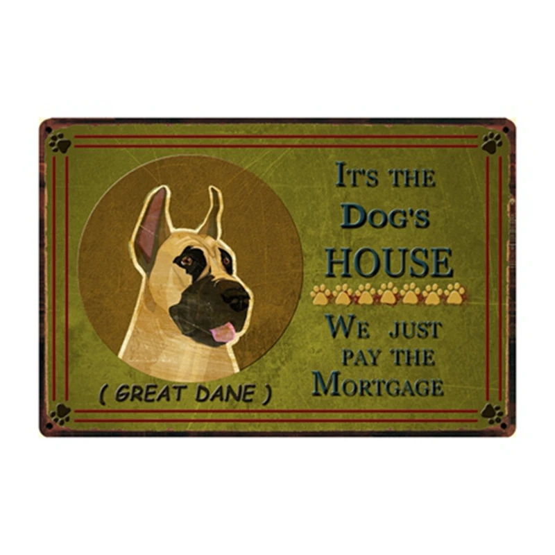 

[ Kelly66 ] It's The Dog's House Great Dane Dog Metal Sign Tin Poster Home Decor Bar Wall Art Painting 20*30 CM Size y-2251